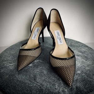 Jimmy Choo Amika Black Fishnet Mesh Stiletto Heels